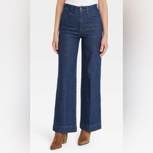 Universal Thread High-Rise Wide Leg Jeans Sz 8 Dark Wash EC